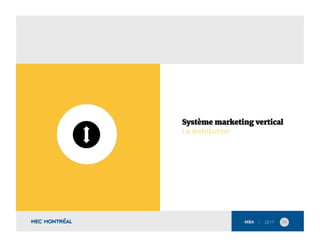 16	
  
Système marketing vertical
La distribution
 