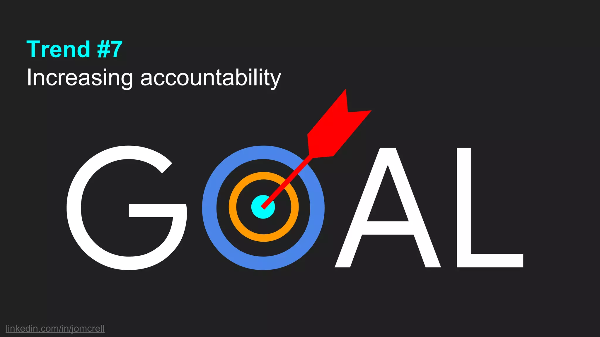 linkedin.com/in/jomcrell
Trend #7
Increasing accountability
GOAL
 