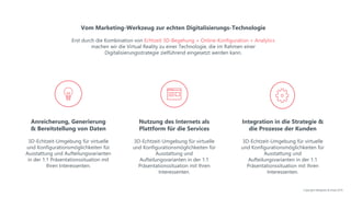 Anreicherung, Generierung
& Bereitstellung von Daten
3D-Echtzeit-Umgebung für virtuelle
und Konfigurationsmöglichkeiten für
Ausstattung und Aufteilungsvarianten
in der 1:1 Präsentationssituation mit
Ihren Interessenten.
Nutzung des Internets als
Plattform für die Services
3D-Echtzeit-Umgebung für virtuelle
und Konfigurationsmöglichkeiten für
Ausstattung und
Aufteilungsvarianten in der 1:1
Präsentationssituation mit Ihren
Interessenten.
Integration in die Strategie &
die Prozesse der Kunden
3D-Echtzeit-Umgebung für virtuelle
und Konfigurationsmöglichkeiten für
Ausstattung und
Aufteilungsvarianten in der 1:1
Präsentationssituation mit Ihren
Interessenten.
Vom Marketing-Werkzeug zur echten Digitalisierungs-Technologie
Erst durch die Kombination von Echtzeit 3D-Begehung + Online-Konfiguration + Analytics
machen wir die Virtual Reality zu einer Technologie, die im Rahmen einer
Digitalisierungsstrategie zielführend eingesetzt werden kann.
Copyright NAIapollo & Inreal 2019
 