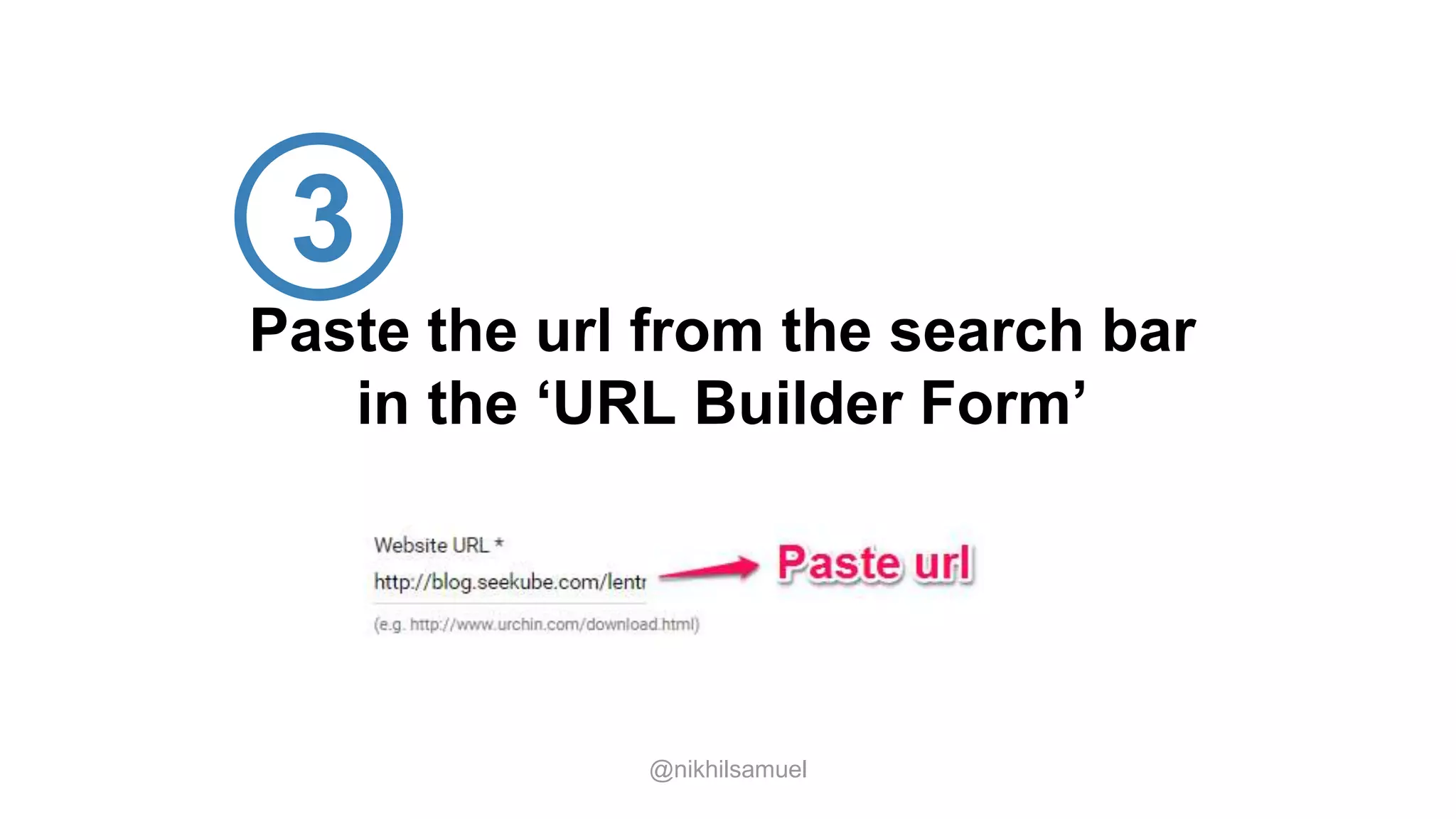Paste the url from the search bar
in the ‘URL Builder Form’
@nikhilsamuel
3
 