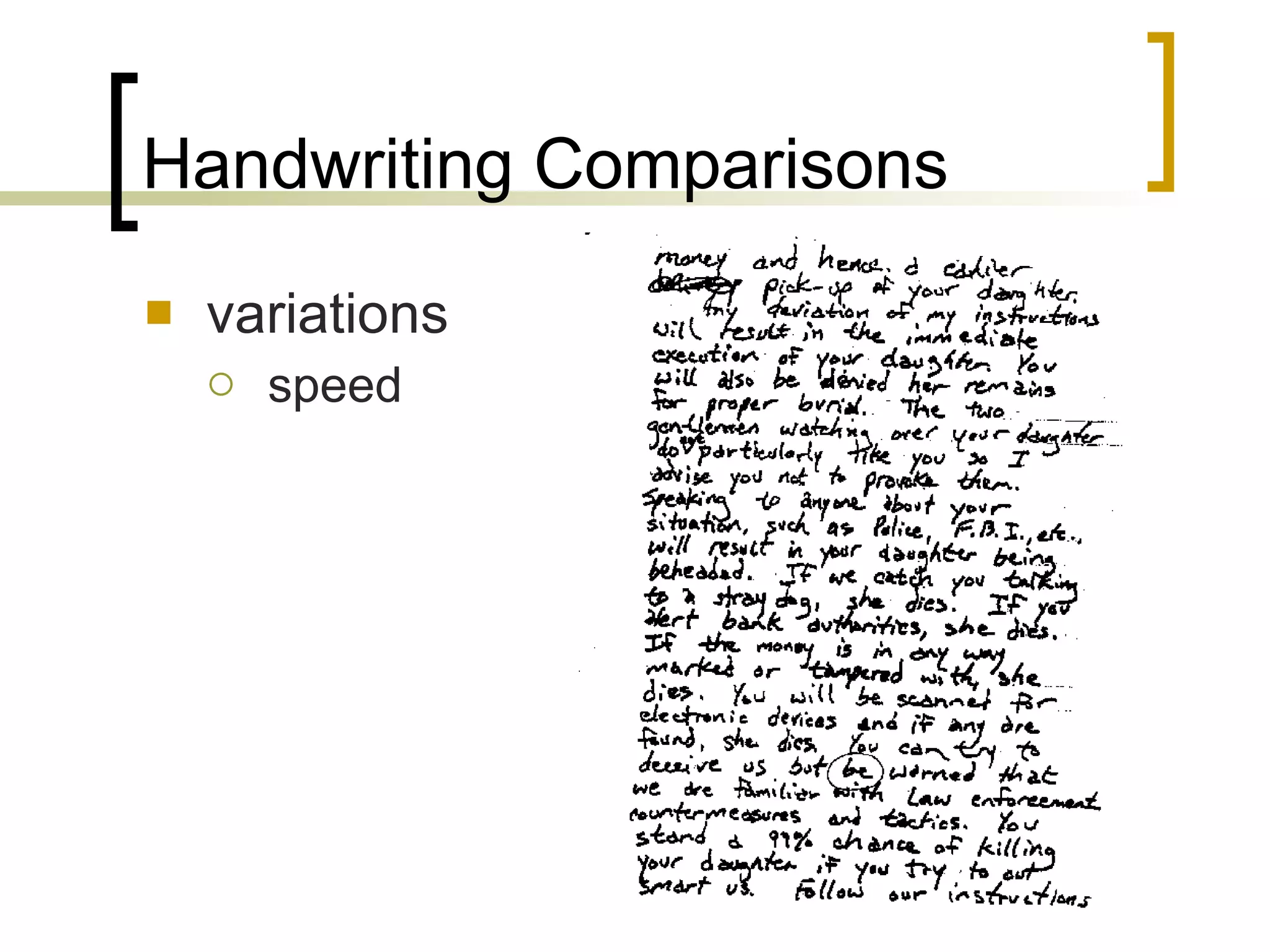 Handwriting Comparisons variations speed 