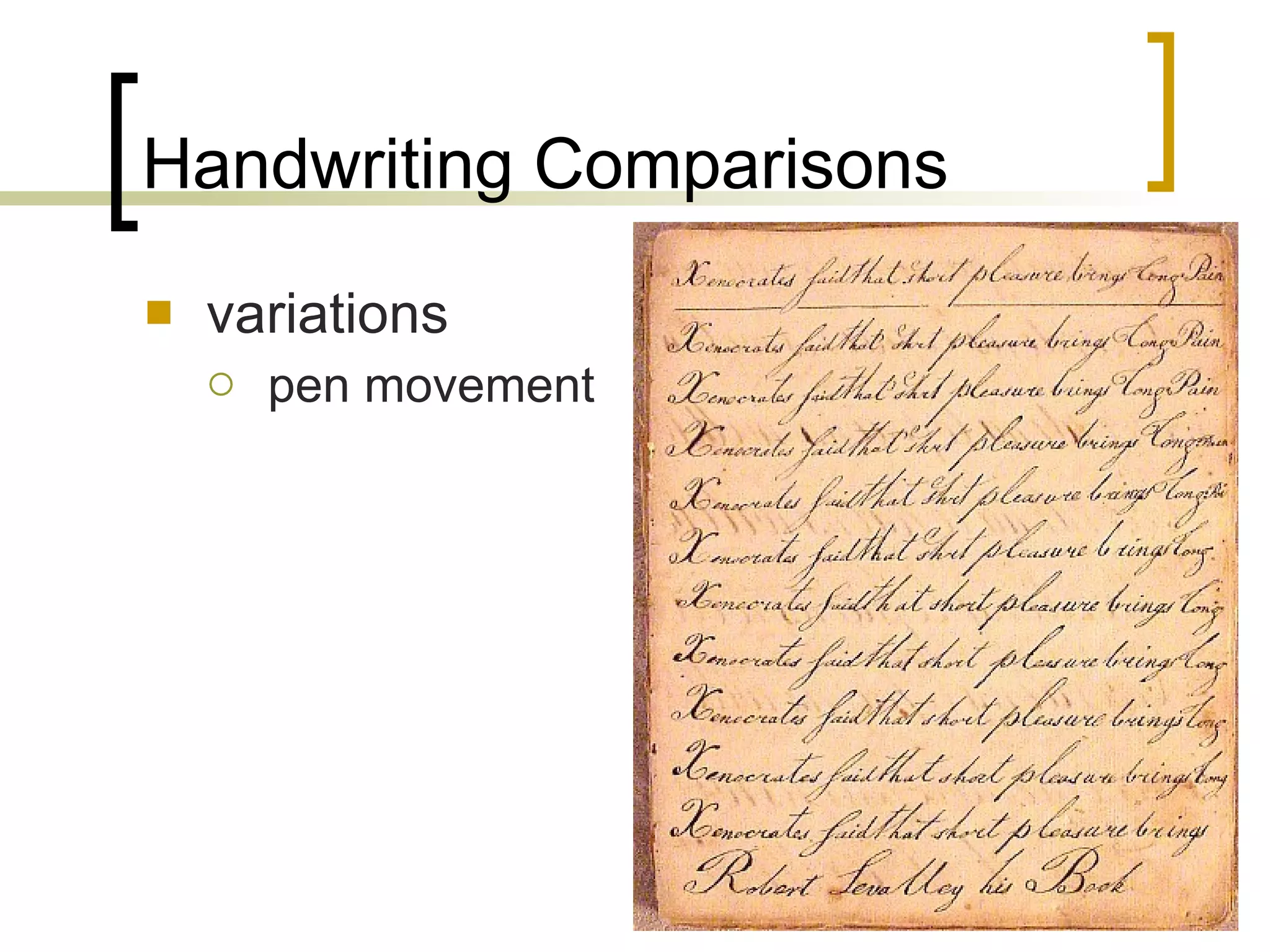 Handwriting Comparisons variations pen movement 