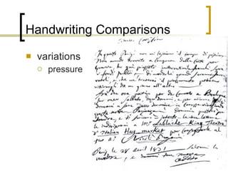 Handwriting Comparisons variations pressure 