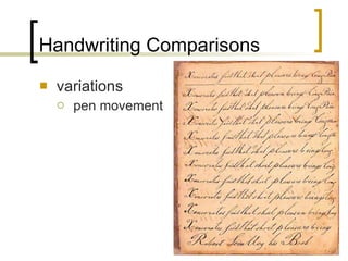 Handwriting Comparisons variations pen movement 