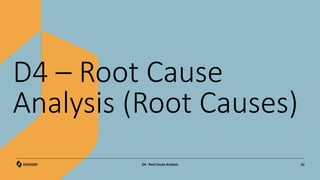 D4 – Root Cause
Analysis (Root Causes)
61
D4 - Root Cause Analysis
 