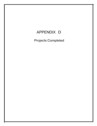 APPENDIX D 
Projects Completed 
 