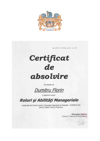 Graduation Certificate 'Roles and Managerial Skills'