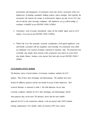 LIFE CYCLE COST CALCULATION MODELS FOR BUILDINGS | DOCX