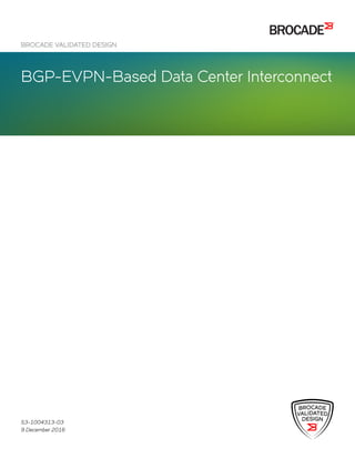 BROCADE VALIDATED DESIGN
BGP-EVPN-Based Data Center Interconnect
53-1004313-03
9 December 2016
 