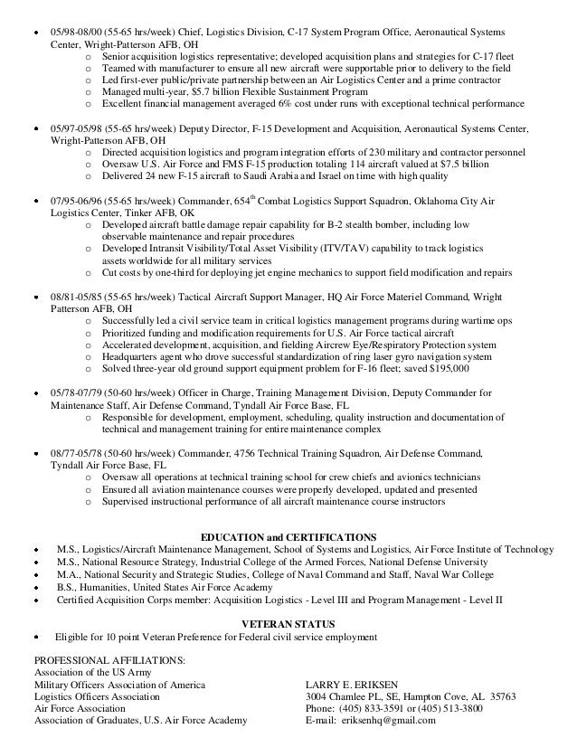resume larry eriksen cs