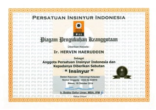 IR Certificate by Indonesian Engineers Union