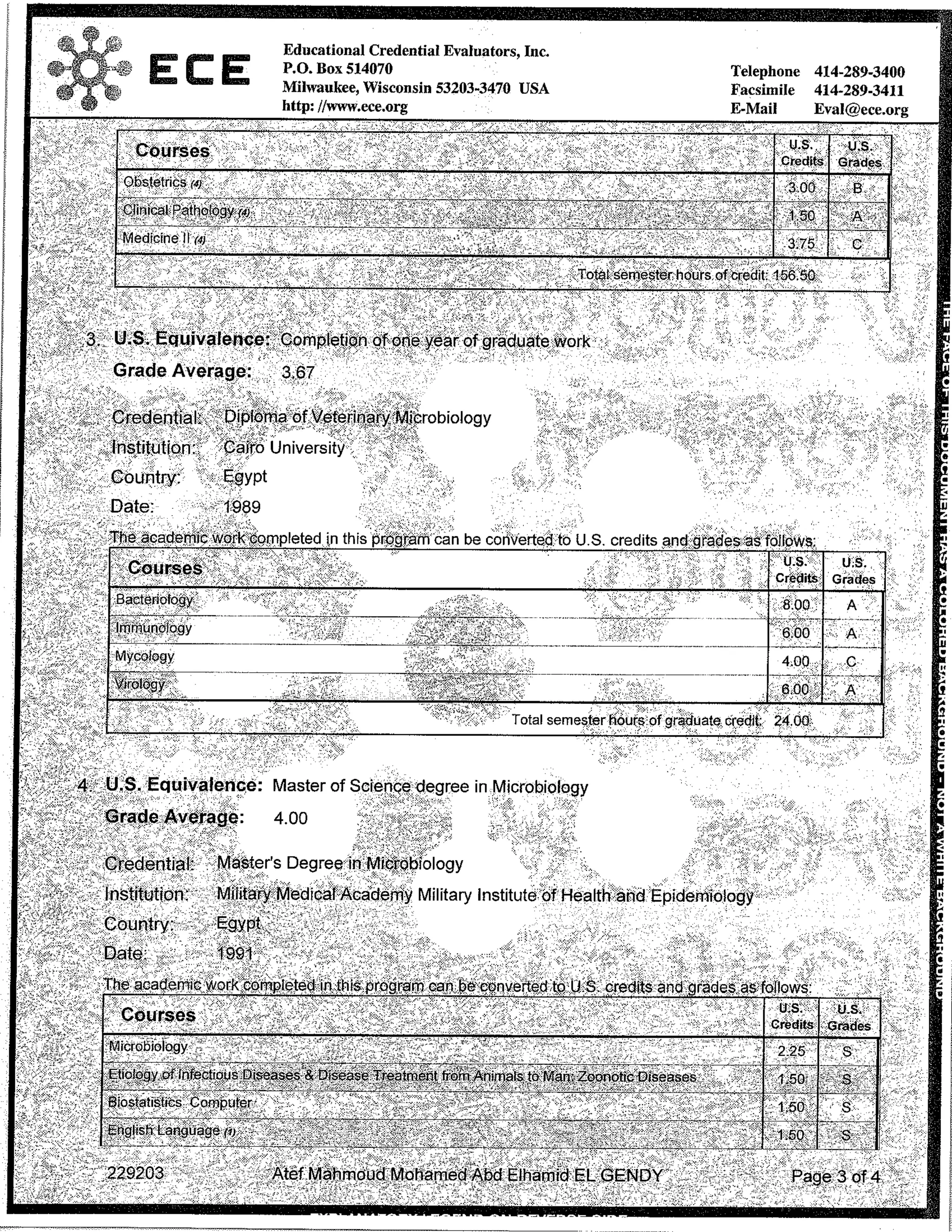 Evaluation Report - certificates- ECE-USA-April 2007