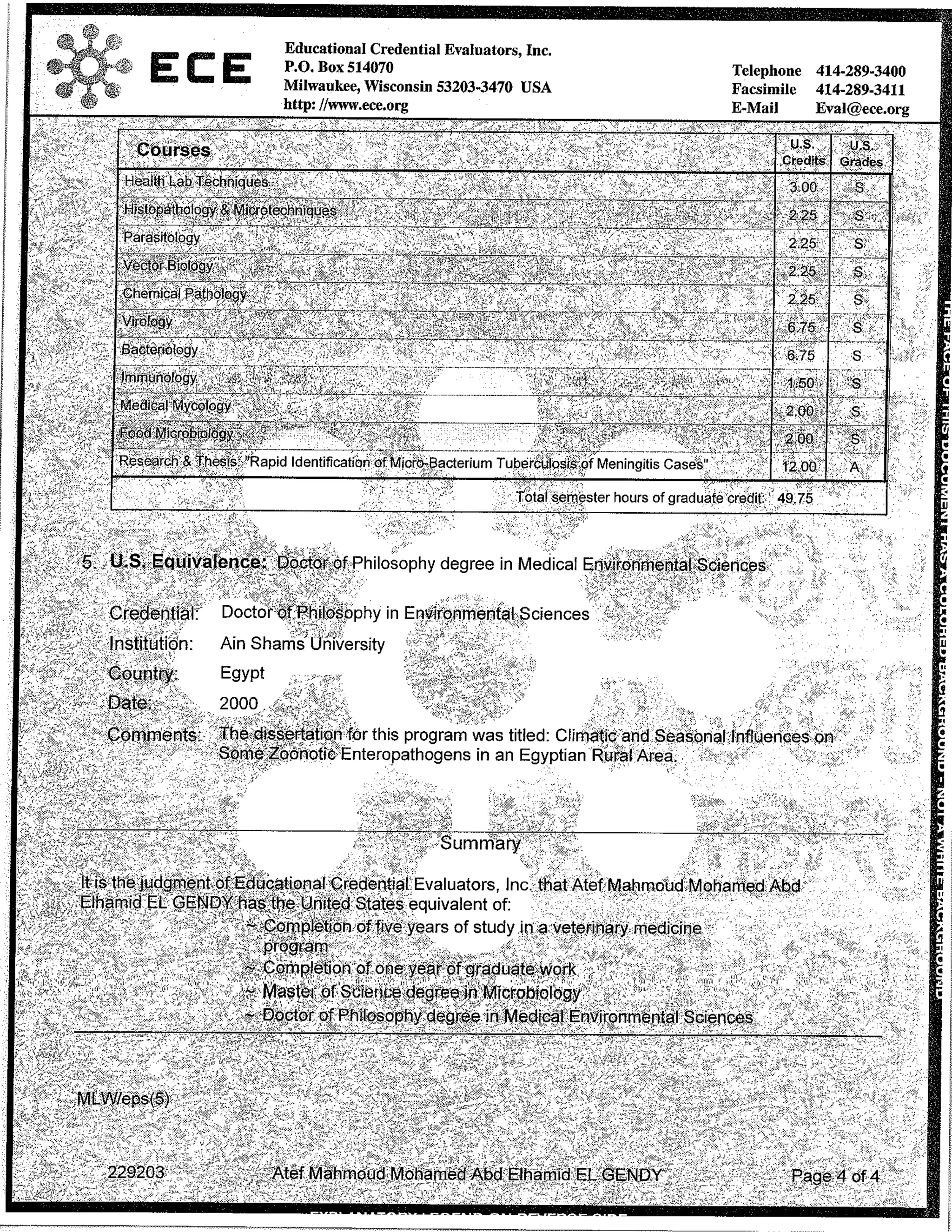 Evaluation Report - certificates- ECE-USA-April 2007