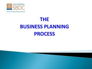 THE
BUSINESS PLANNING
PROCESS
 