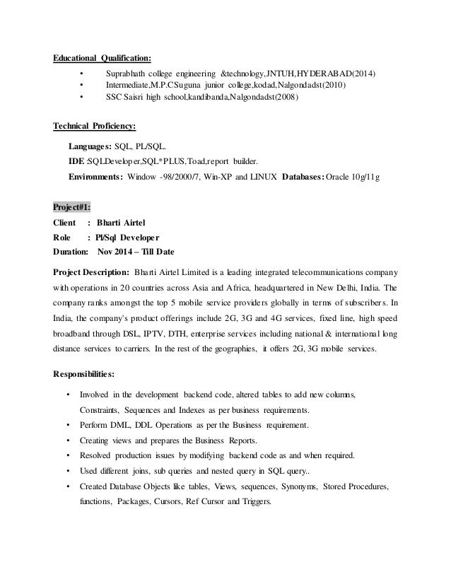 pl sql resume