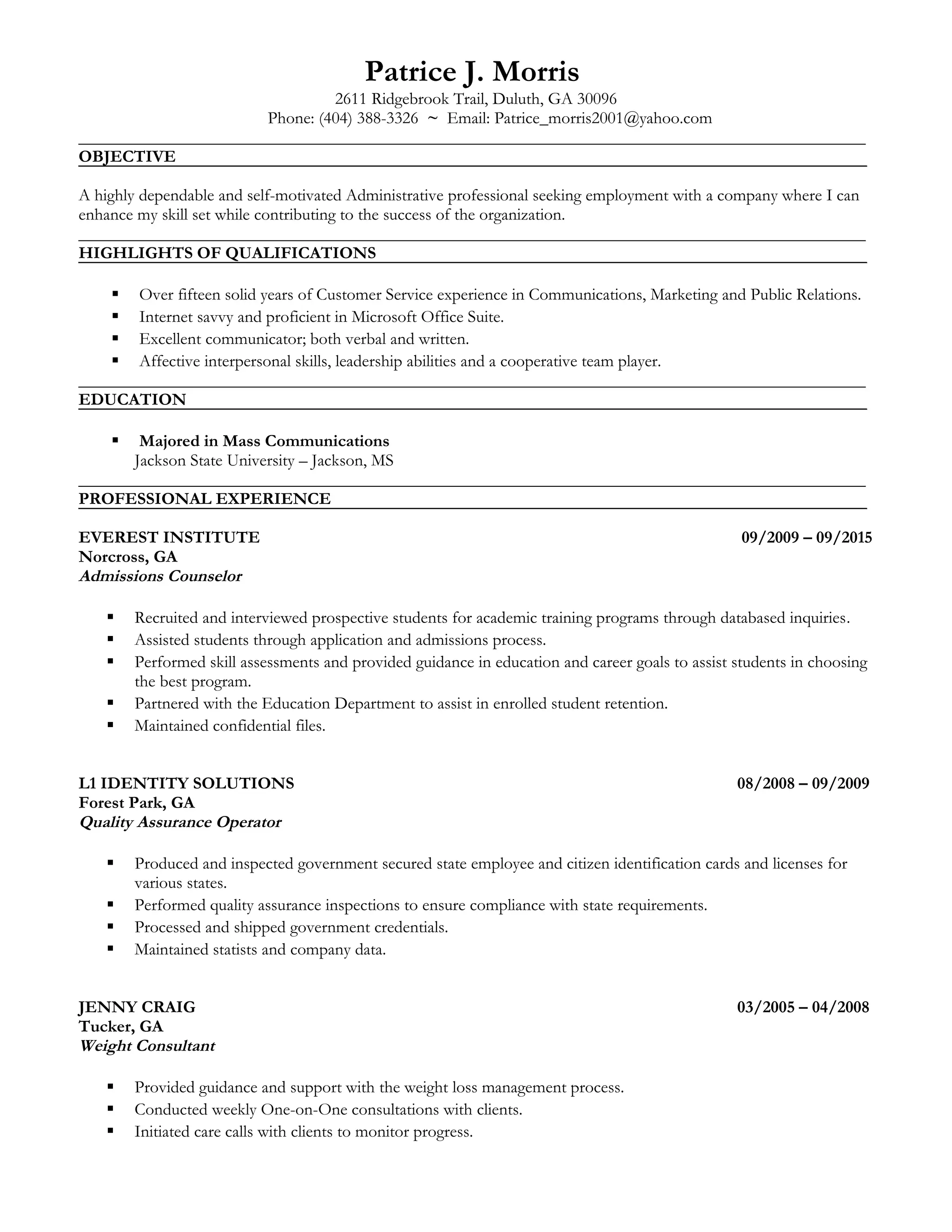 Patrice J. Morris Resume Lil'Bit | PDF | Free Download Patrice J. Morris Resume Lil'Bit | PDF | Free Download