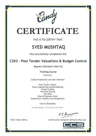 Candy Software Certificate