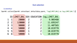 Sub selection
3) selectExpr
 
