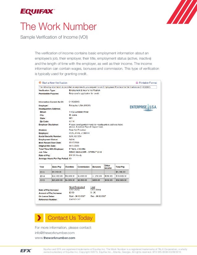 Sample Income Verification Sample Income Verification