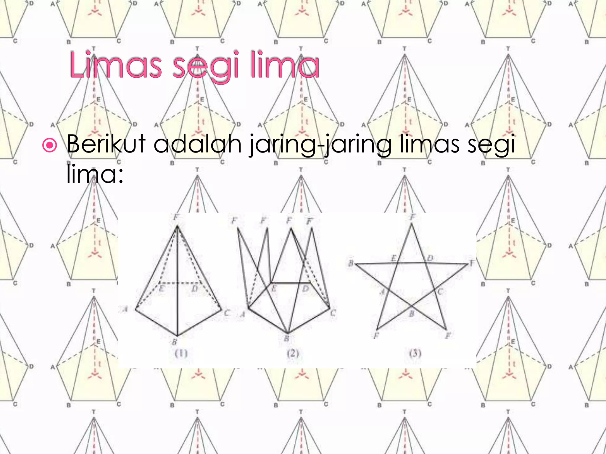  Berikut adalah jaring-jaring limas segi
lima:
 