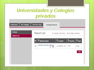 Universidades y Colegios
privados
 
