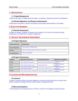 Post Implementation Review Template | PDF