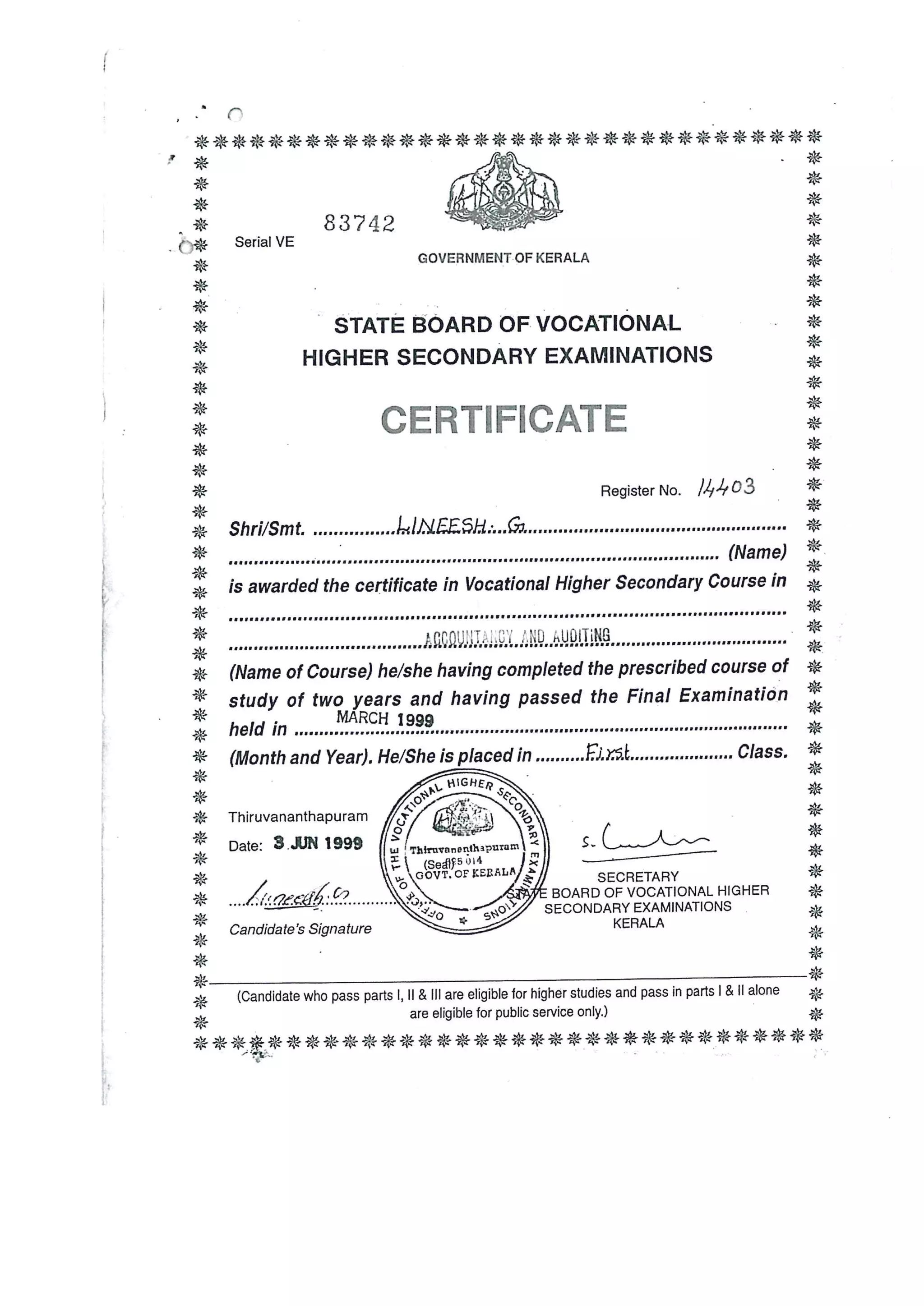 Lineesh-Certificate | PDF