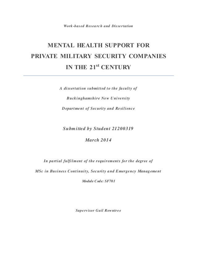 Mental health dissertation