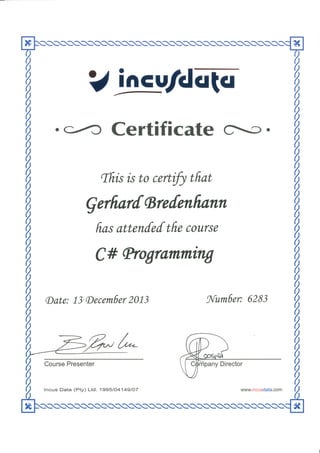 C# Certificate (INCUS DATA)