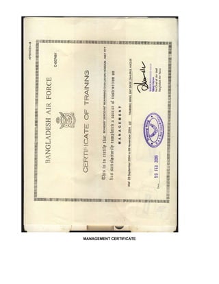 MANAGEMENT CERTIFICATE
 