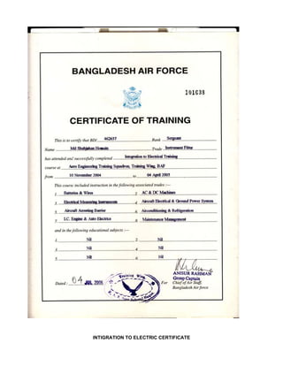 INTIGRATION TO ELECTRIC CERTIFICATE
 