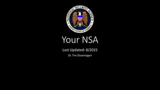 Your NSA
Last Updated: 8/2015
Dr. Tim Dosemagen
 