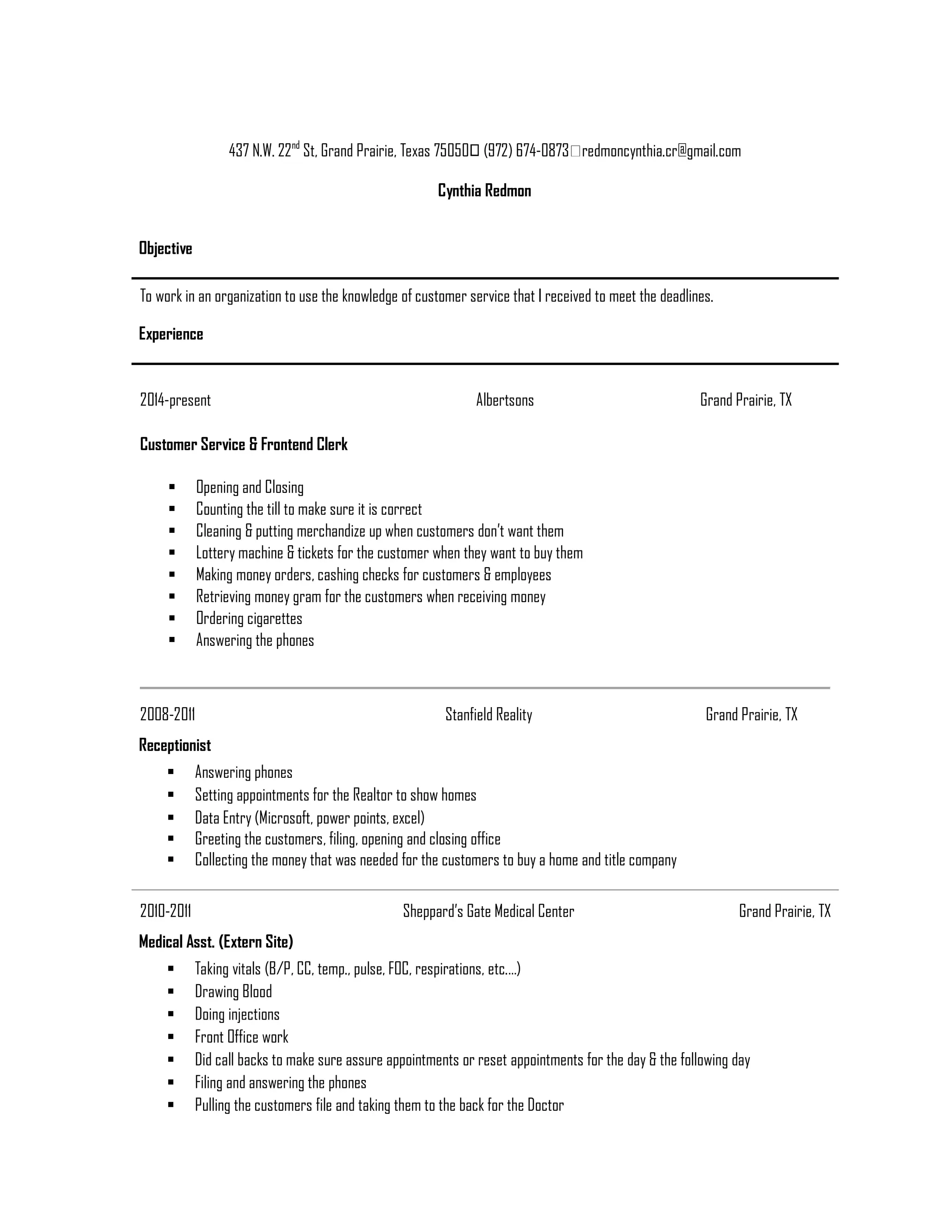 Cynthia Redmon Resume PDF - Cynthia Redmon Resume 1 2048 