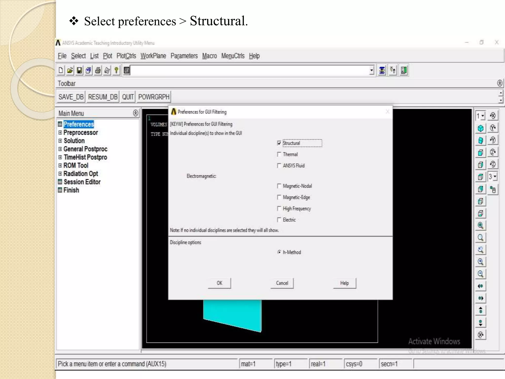  Select preferences > Structural.
 
