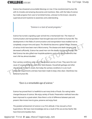 8 essay on wonders of science in english the college study | PDF