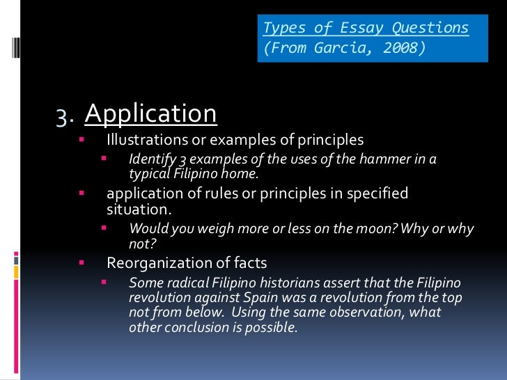 Writing essay and higher order test items