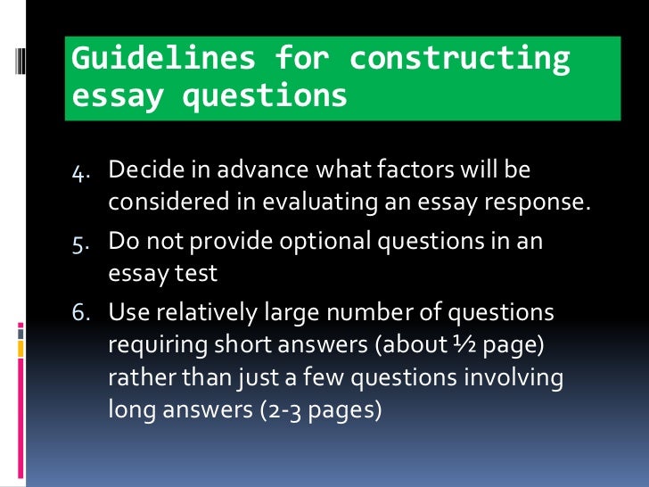 3 guidelines in constructing essay test items
