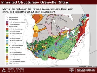 BERG - HUGHES
C E N T E R
Many of the features in the Permian Basin are inherited from prior
rifting, and persist throughout basin development.
Whitmeyer & Karlstrom (2007)
 