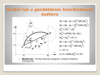 Kružni luk u geodetskom koordinatnom
sustavu
 