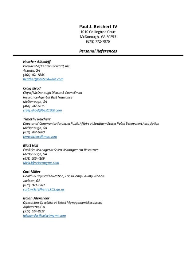 personal references