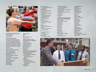 PRESIDENT’S EDUCATION FUND
Ashland Foundation
Ann B. Barshinger
G. Yale Eastman
LEGACY CLUB MEMBERS
The following individuals have made a
commitment to support the perpetuity
of the Thaddeus Stevens Foundation by
investing in a charitable gift annuity. We
thank them for sharing a portion of their
prosperity for the Foundation’s mission of
support to Thaddeus Stevens College of
Technology.
Ray and Lois Barber
William (D) and Laura Dunkelberger
G. Yale and Jane Eastman
Robert and Alison Fanelli
Jack (D) and Ruth Herscovitz
Ruth Mellinger (D)
Thomas and Mary Jane Wentz (D)
Thomas Wentz, Jr.
MATCHING GIFT COMPANIES
Air Products
Allstate Giving Campaign
Exelon Corporation
GE Foundation
IBM Foundation
Illinois Tool Works
Johnson & Johnson
Kellogg’s
PPL
Safe Harbor Water Power
TE Connectivity
SPECIAL THANKS TO OUR
HOUSING PROJECT PARTNERS
Fessenden Hall
Glen-Gery Corporation
Hegeman’s Landscaping
HVAC Distributors
New Holland Concrete
Rohrer’s Quarry
Yale Electric
Yeager Supply
IN-KIND NON-CASH DONATIONS
(Equipment, supplies, etc.)
Associated Marketing
	 Plumbing Technology Equipment
The Buck Company
	 Metal Casting & Foundry 		
	 Equipment 	
Mike Berg
	 Machine Program
Community Services Group
	 Computer Network and Systems
	 Lab Equipment 	
Ray Froeschle
	 Books for LRC
Full Span Solutions, LLC
	 Computer Network and Systems
	 Lab Equipment 	
Homecraft Veneer
	 Materials for Cabinetmaking
Horton Brasses, Inc.
	 Hardware for Cabinetmaking
I-Car Foundation
	 Equipment and Supplies for 		
	 Collision Repair program
Mrs. George Gibson
	 HVAC Equipment/Tools
Dennis Lezzi
	 Football Coach Clinic
Learning Disabilities Association
	 of Lancaster
	iPads
Meridian Products
	 Materials for Cabinetmaking
Porsche Club
	 Vehicle for Auto Repair and
	 Collision programs 	
PPL
	 Electrical Lab Equipment
Louis Robinson
	 Surveying Equipment
Michael Saxinger
	 Land Development Services
Schneider Electric/Square D
	 Electrical Lab Equipment
The Standard Group
	 Paper for Graphics & Printing Lab
Allen & Nancy Tate
	 Microwave for Student Services
D. Scott Trower
	 Dorm TV
Faye Wetterau
	Vehicle
STEVENS SCRAMBLE SPONSORS
AND AUCTION CONTRIBUTORS
Richard Altrichter
Autumn Run Woodworking
Bauer Fastener
CD Motorsports
Certified Carpet
Ditto Couture
Marcy Erisman
Finch Jewelers
Gerry Ganse
Greg Gehman
Evan Germann
William Griscom
Groff’s Complete Auto Repair
Chester Harman
R.S. Hollinger & Sons, Inc.
Kristine Hollingsworth
Home Depot
Keystone Fireworks
Alexa Kinney
Lancaster Archery
Land Grant Surveyors
Vince Lattanzio
Lowe’s
Judy Munro
Prospect Storage
Al & Jean Pryzbylkowski
Ronda Rice
Shearer Painting
Sherwin Williams
Sight & Sound
Roy Simmers
Michael Snyder
Stevens College Store
Stubby’s
Swedish Motors
Symposium Restaurant
Allen & Nancy Tate
The Sugar Shack
Scott Trower
Tudbinks Greenhouse
Vincent & Company Fine Jewelers
Maggie Waters
ANNUAL REPORT • 23
 