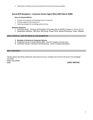 IT Resume - Joshy | PDF