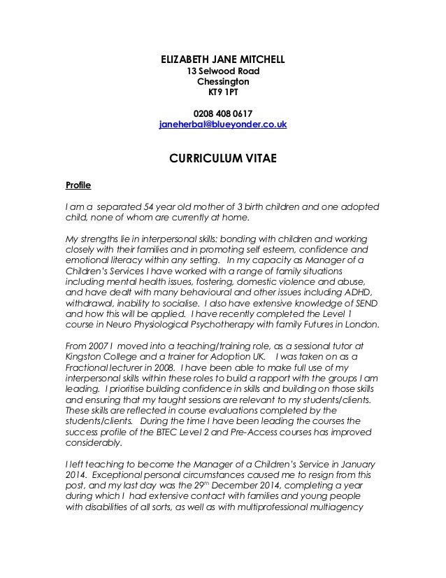 cv updated 05 2015 childminder cv sample