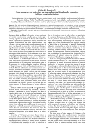 SCIENCE and EDUCATION a NEW DIMENSION PEDAGOGY and PSYCHOLOGY Issue 20