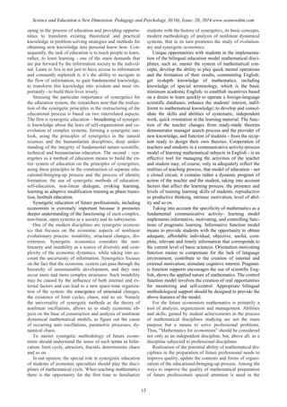 SCIENCE and EDUCATION a NEW DIMENSION PEDAGOGY and PSYCHOLOGY Issue 20