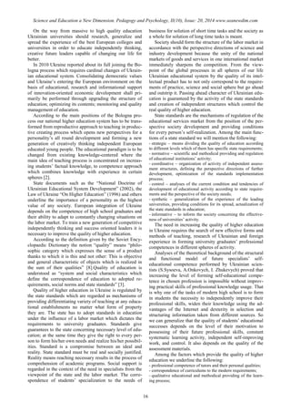 SCIENCE and EDUCATION a NEW DIMENSION PEDAGOGY and PSYCHOLOGY Issue 20