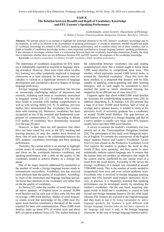 SCIENCE and EDUCATION a NEW DIMENSION PEDAGOGY and PSYCHOLOGY Issue 20