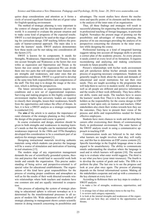 SCIENCE and EDUCATION a NEW DIMENSION PEDAGOGY and PSYCHOLOGY Issue 20