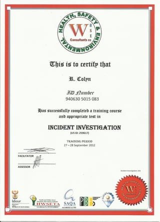 RL Colyn - WHSE - Incident Investigation