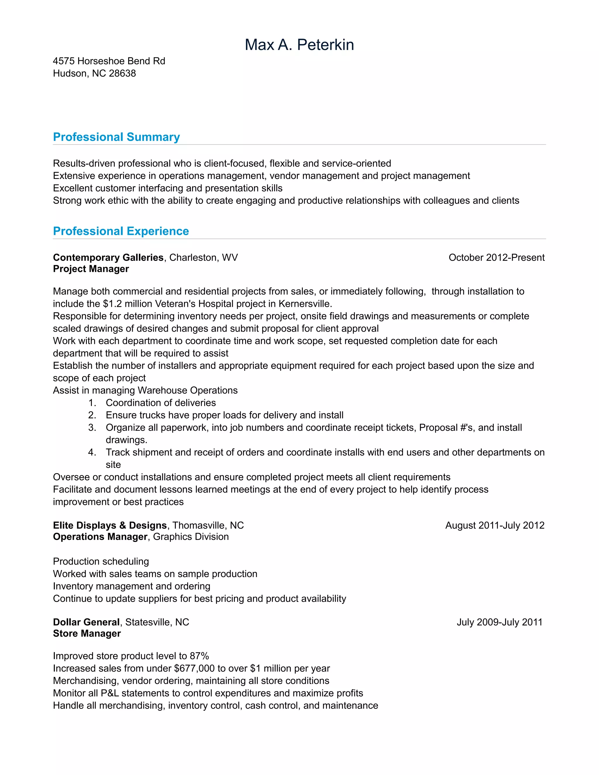 Max Peterkin Resume Updated 2 | DOC | Logistics | Business